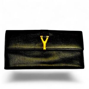 Y~Ligne YSL Vintage wallet with rare “Y” logo, Black, 3.5 x 7